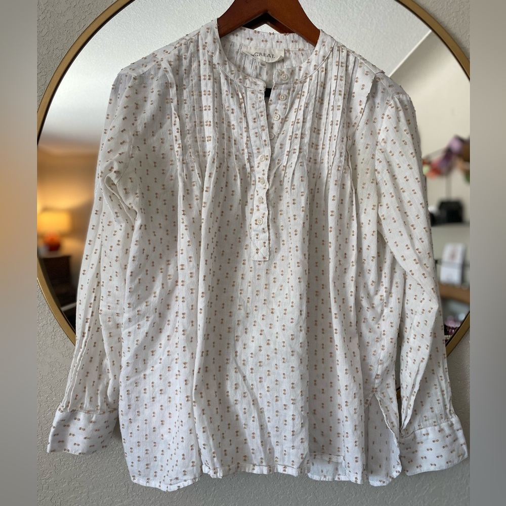THE GREAT. Swiss Dot Blouse XS